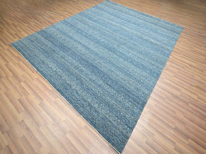 Blue 8'0" x 9'11" Modern and Contemporary Hand knotted Wool Rug - Sku: O076385