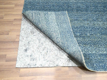 Blue 8'0" x 9'11" Modern and Contemporary Hand knotted Wool Rug - Sku: O076385