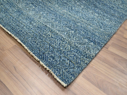 Blue 8'0" x 9'11" Modern and Contemporary Hand knotted Wool Rug - Sku: O076385