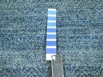 Blue 8'0" x 9'11" Modern and Contemporary Hand knotted Wool Rug - Sku: O076385