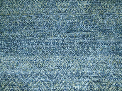 Blue 8'0" x 9'11" Modern and Contemporary Hand knotted Wool Rug - Sku: O076385