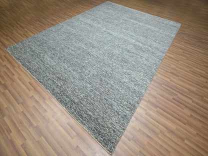 Grey 9'0" x 12'1" Modern and Contemporary Hand knotted Wool Rug - Sku: O076389