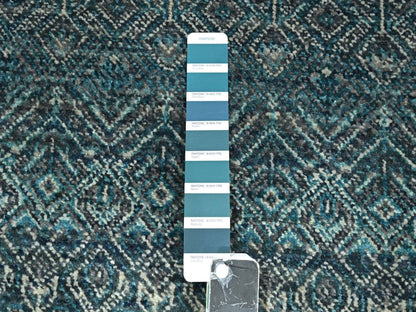 Blue 2'5" x 7'7" Modern and Contemporary Hand knotted Wool Rug - Sku: O076390