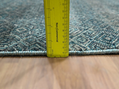 Blue 2'5" x 7'7" Modern and Contemporary Hand knotted Wool Rug - Sku: O076390