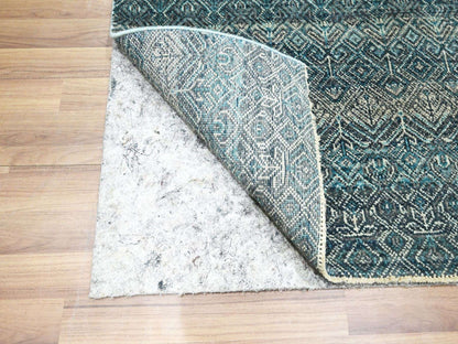 Blue 2'5" x 7'7" Modern and Contemporary Hand knotted Wool Rug - Sku: O076391