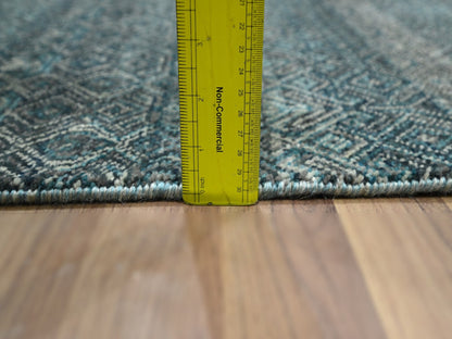 Blue 2'5" x 7'7" Modern and Contemporary Hand knotted Wool Rug - Sku: O076391