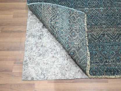 Blue 2'7" x 7'7" Modern and Contemporary Hand knotted Wool Rug - Sku: O076392