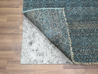 Blue 2'8" x 8'0" Modern and Contemporary Hand knotted Wool Rug - Sku: O076393