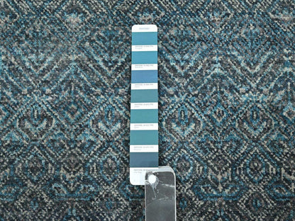 Blue 2'8" x 8'0" Modern and Contemporary Hand knotted Wool Rug - Sku: O076393