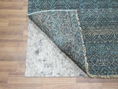Blue 2'6" x 7'8" Modern and Contemporary Hand knotted Wool Rug - Sku: O076395