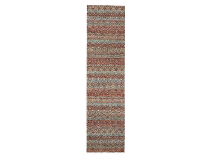 Modern / Contemporary hand-knotted wool runner in Red, 2'7" x 10'2" — SKU O076397