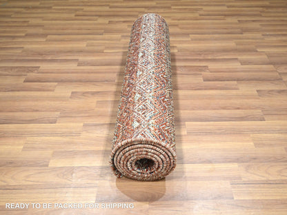Modern / Contemporary hand-knotted wool runner in Red, 2'7" x 10'2" — SKU O076397 (view 5)