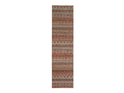 Modern / Contemporary hand-knotted wool runner in Red, 2'7" x 10'2" — SKU O076398