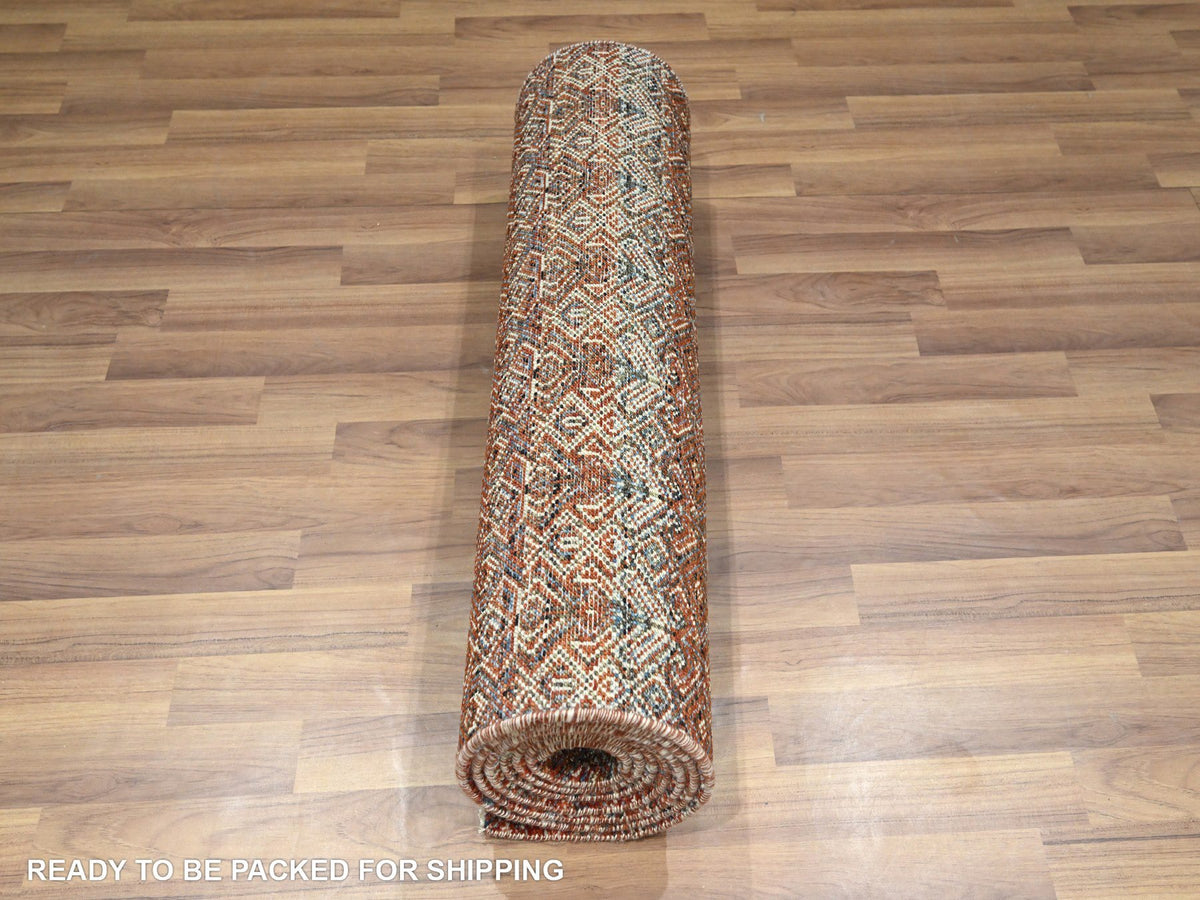 Modern / Contemporary hand-knotted wool runner in Red, 2'7" x 10'2" — SKU O076398 (view 5)