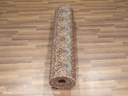 Modern / Contemporary hand-knotted wool runner in Red, 2'7" x 10'2" — SKU O076398 (view 5)