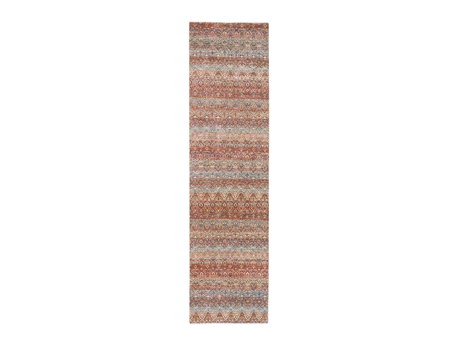 Modern / Contemporary hand-knotted wool runner in Red, 2'7" x 9'11" — SKU O076399