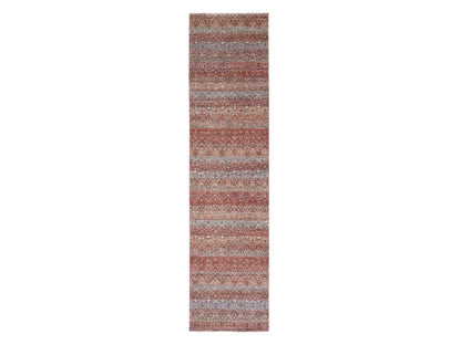 Modern / Contemporary hand-knotted wool runner in Red, 2'6" x 10'2" — SKU O076400