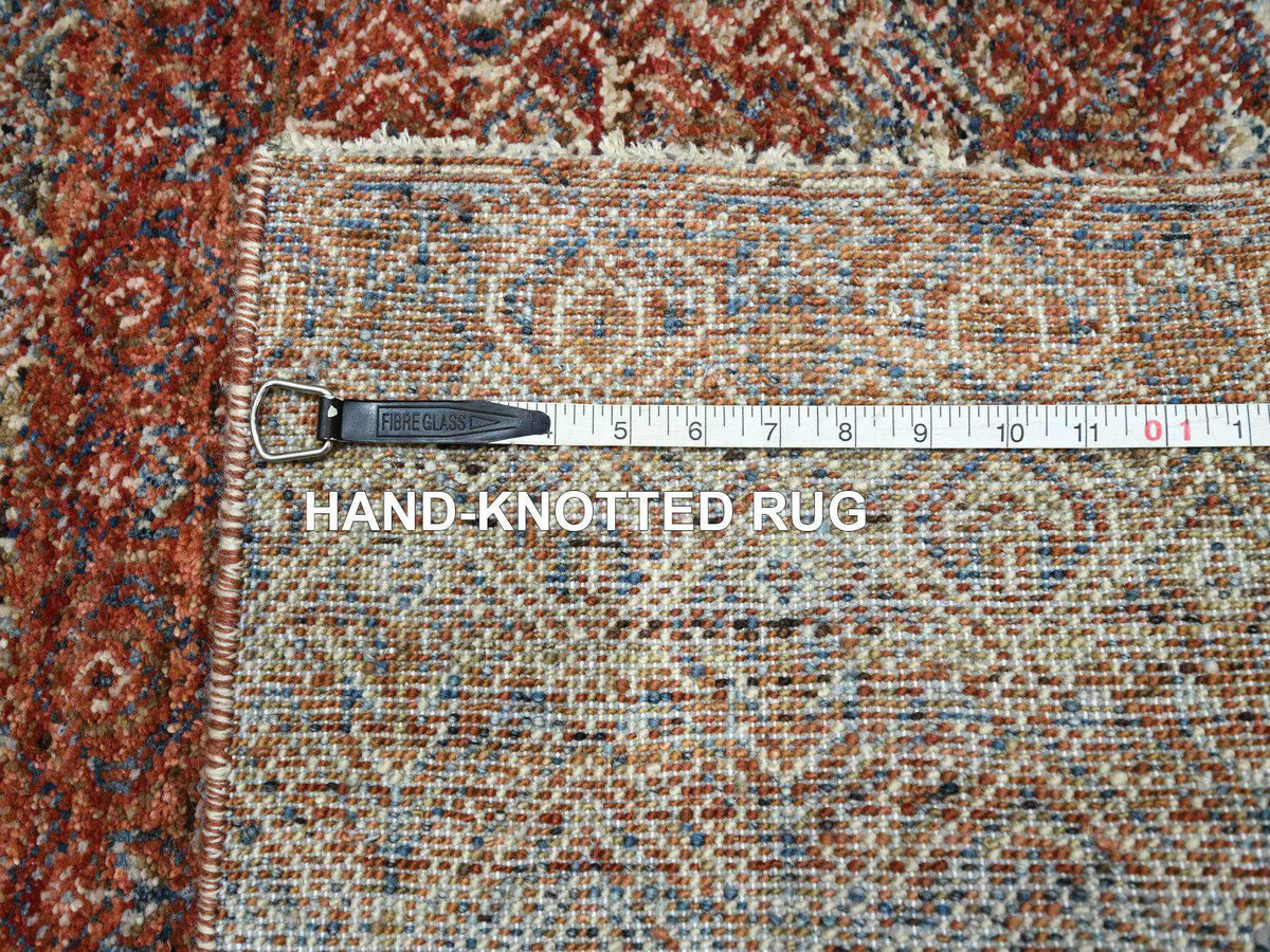 Modern / Contemporary hand-knotted wool runner in Red, 2'6" x 10'2" — SKU O076400 (view 7)