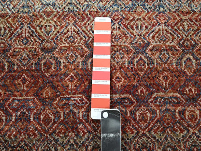 Modern / Contemporary hand-knotted wool runner in Red, 2'6" x 10'2" — SKU O076401 (view 4)