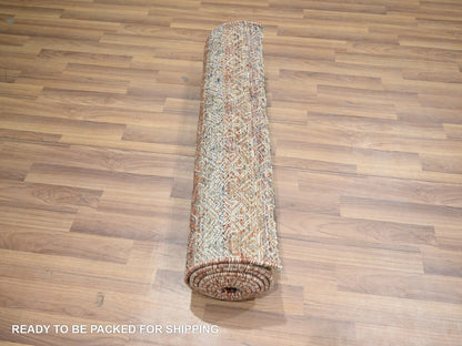 Modern / Contemporary hand-knotted wool runner in Red, 2'6" x 10'2" — SKU O076401 (view 5)