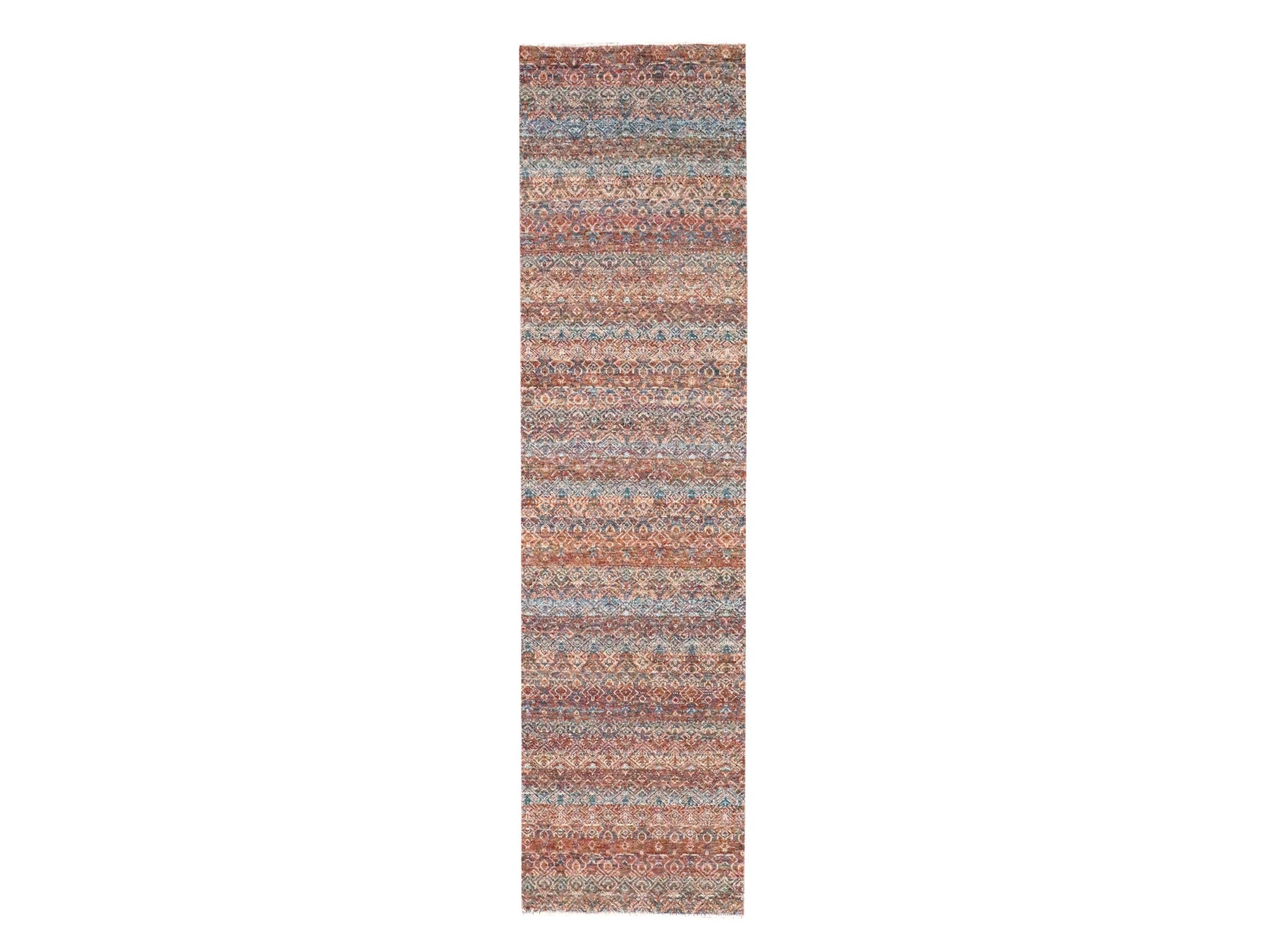 Modern / Contemporary hand-knotted wool runner in Red, 2'7" x 10' — SKU O076402