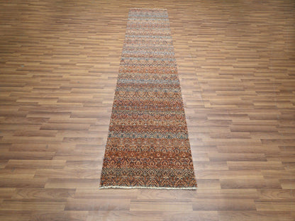 Modern / Contemporary hand-knotted wool runner in Red, 2'7" x 10' — SKU O076402 (view 2)