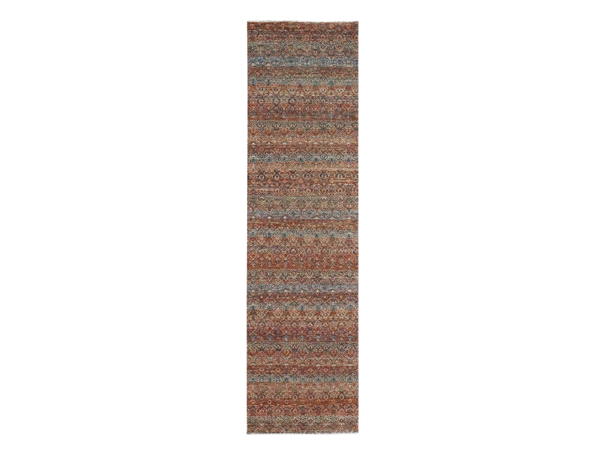Modern / Contemporary hand-knotted wool runner in Red, 2'7" x 10' — SKU O076403