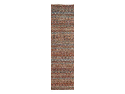 Modern / Contemporary hand-knotted wool runner in Red, 2'7" x 10' — SKU O076403