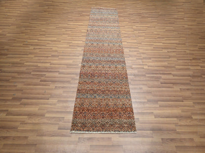 Modern / Contemporary hand-knotted wool runner in Red, 2'7" x 10' — SKU O076403 (view 2)