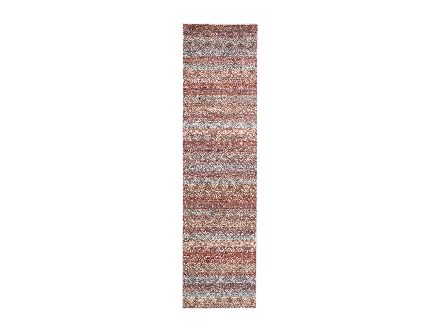 Modern / Contemporary hand-knotted wool runner in Red, 2'7" x 9'11" — SKU O076405