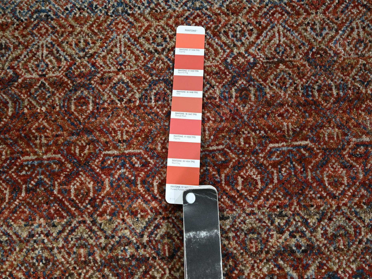 Modern / Contemporary hand-knotted wool runner in Red, 2'6" x 10'2" — SKU O076406 (view 4)