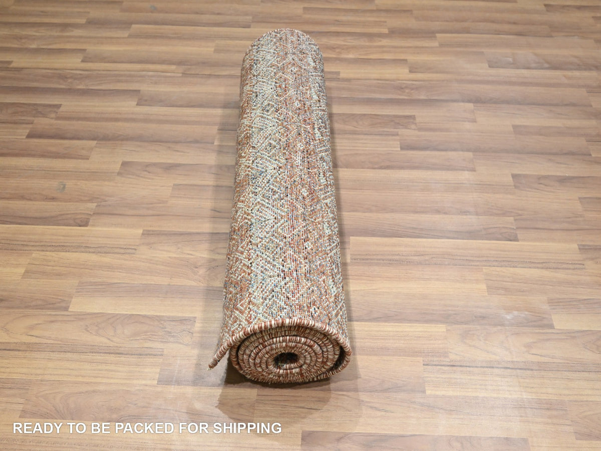Modern / Contemporary hand-knotted wool runner in Red, 2'6" x 10'2" — SKU O076406 (view 5)