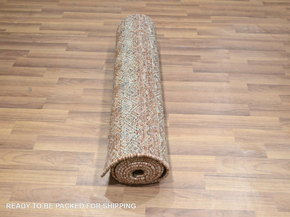 Modern / Contemporary hand-knotted wool runner in Red, 2'6" x 10'2" — SKU O076406 (view 5)