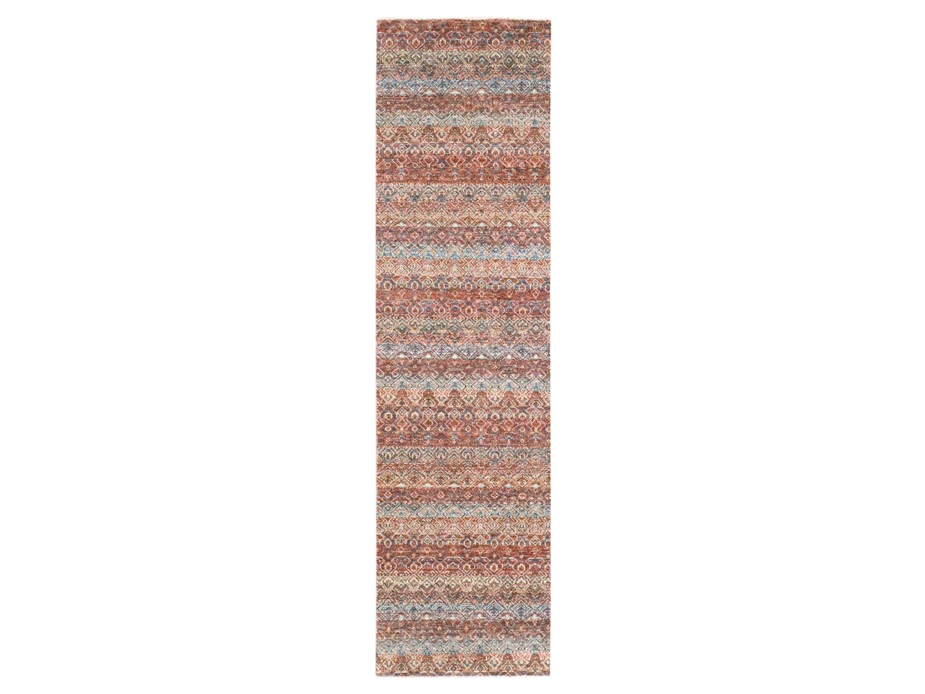 Modern / Contemporary hand-knotted wool runner in Red, 2'7" x 9'11" — SKU O076407