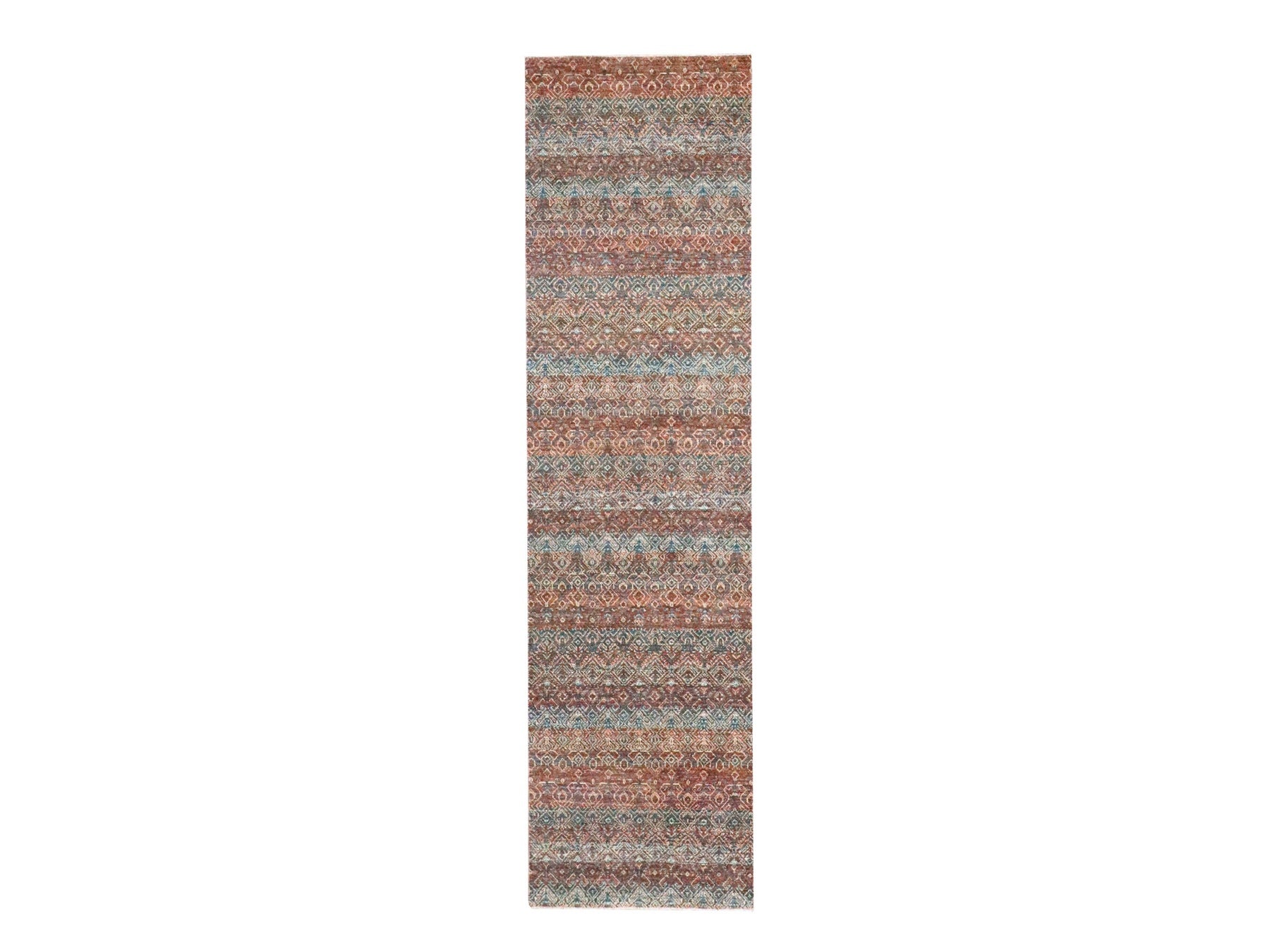 Modern / Contemporary hand-knotted wool runner in Red, 2'7" x 10' — SKU O076408