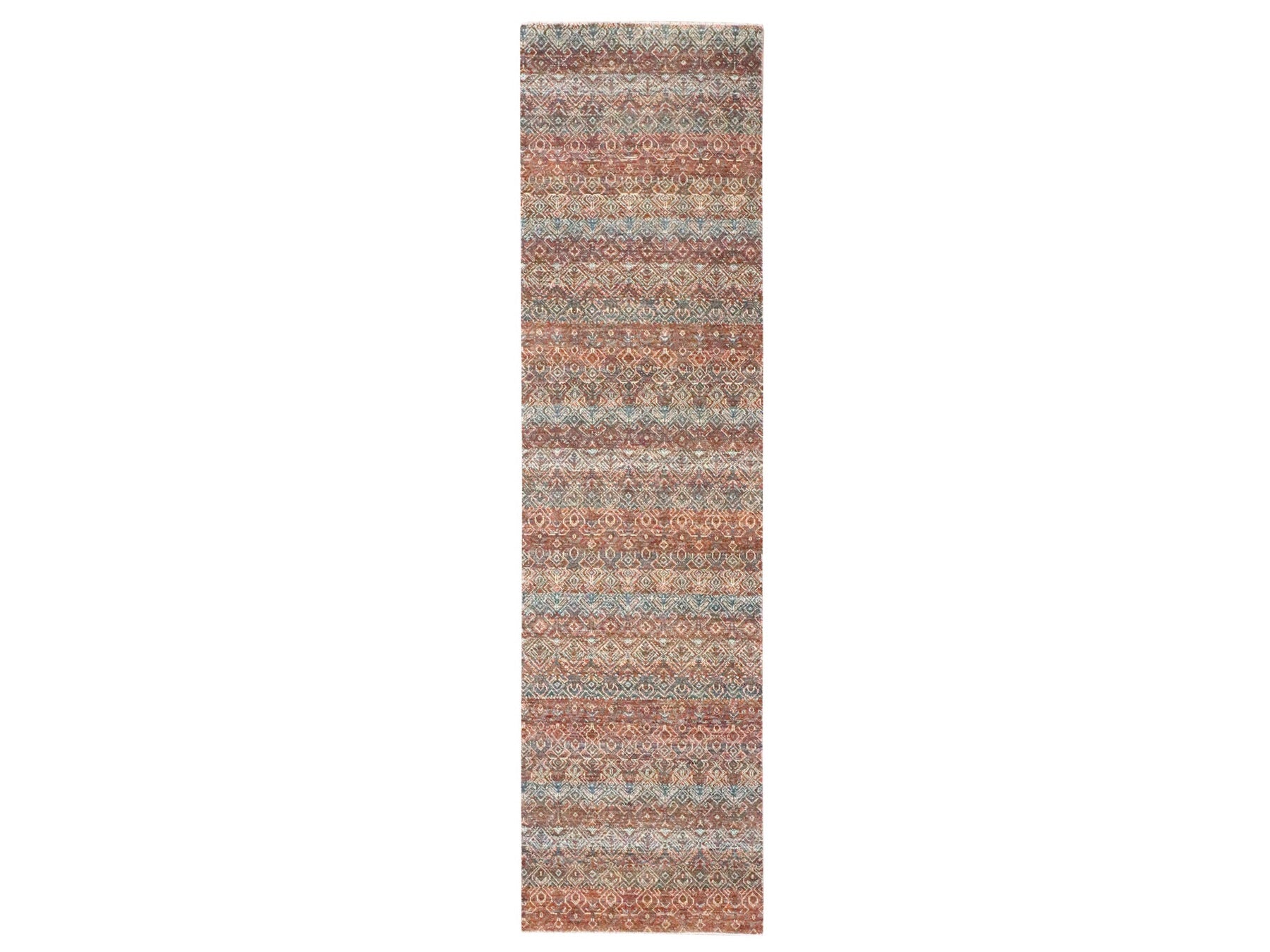 Modern / Contemporary hand-knotted wool runner in Red, 2'7" x 9'11" — SKU O076409