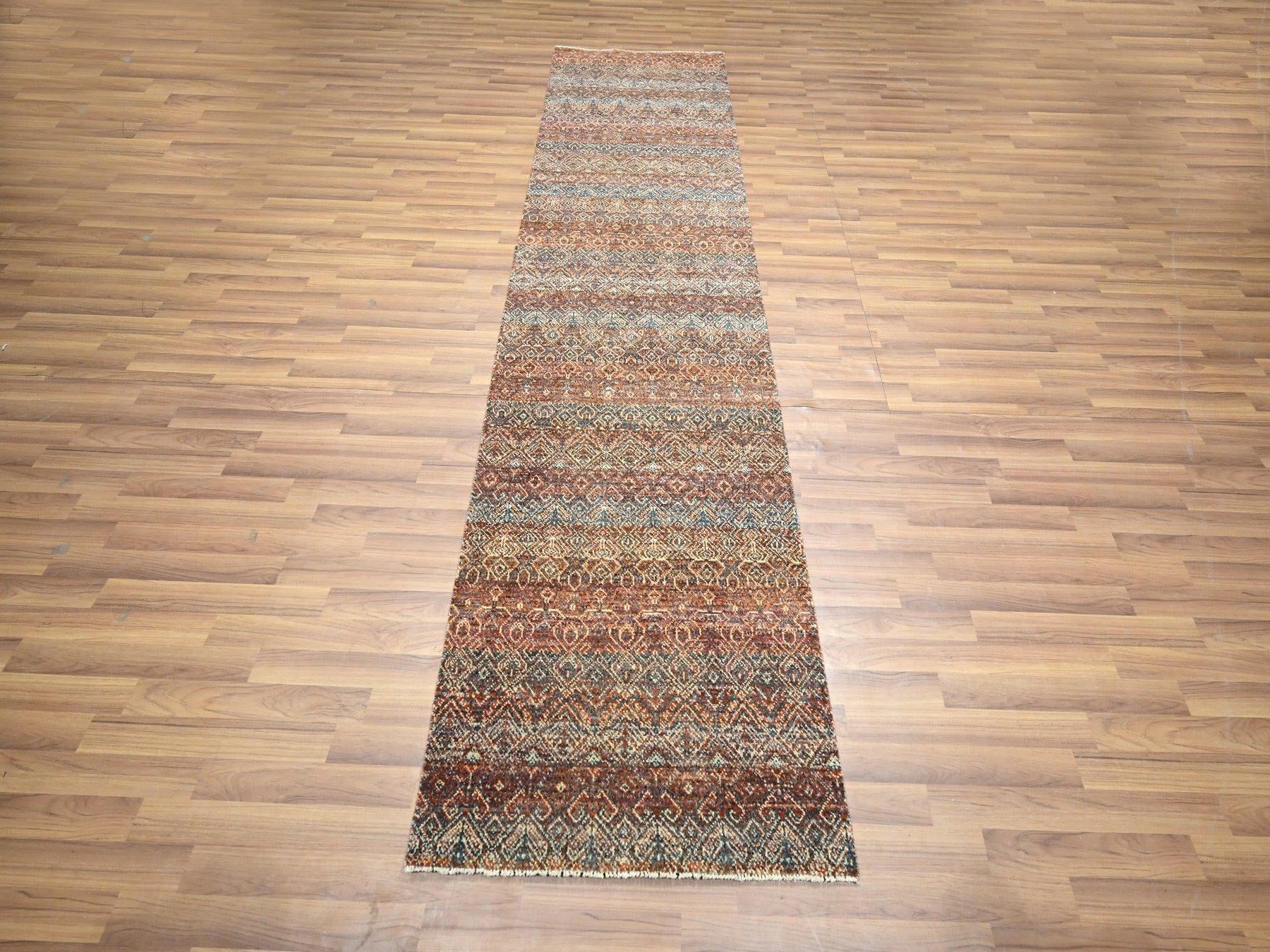 Modern / Contemporary hand-knotted wool runner in Red, 2'7" x 9'11" — SKU O076409 (view 2)