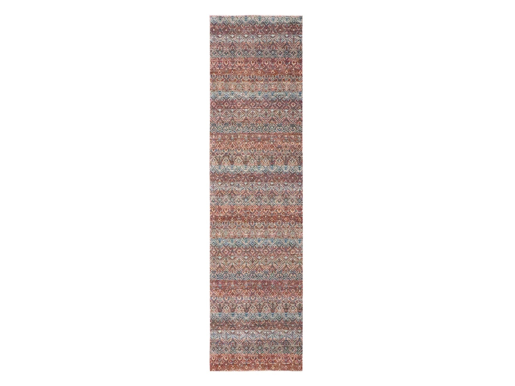 Modern / Contemporary hand-knotted wool runner in Red, 2'7" x 10' — SKU O076410