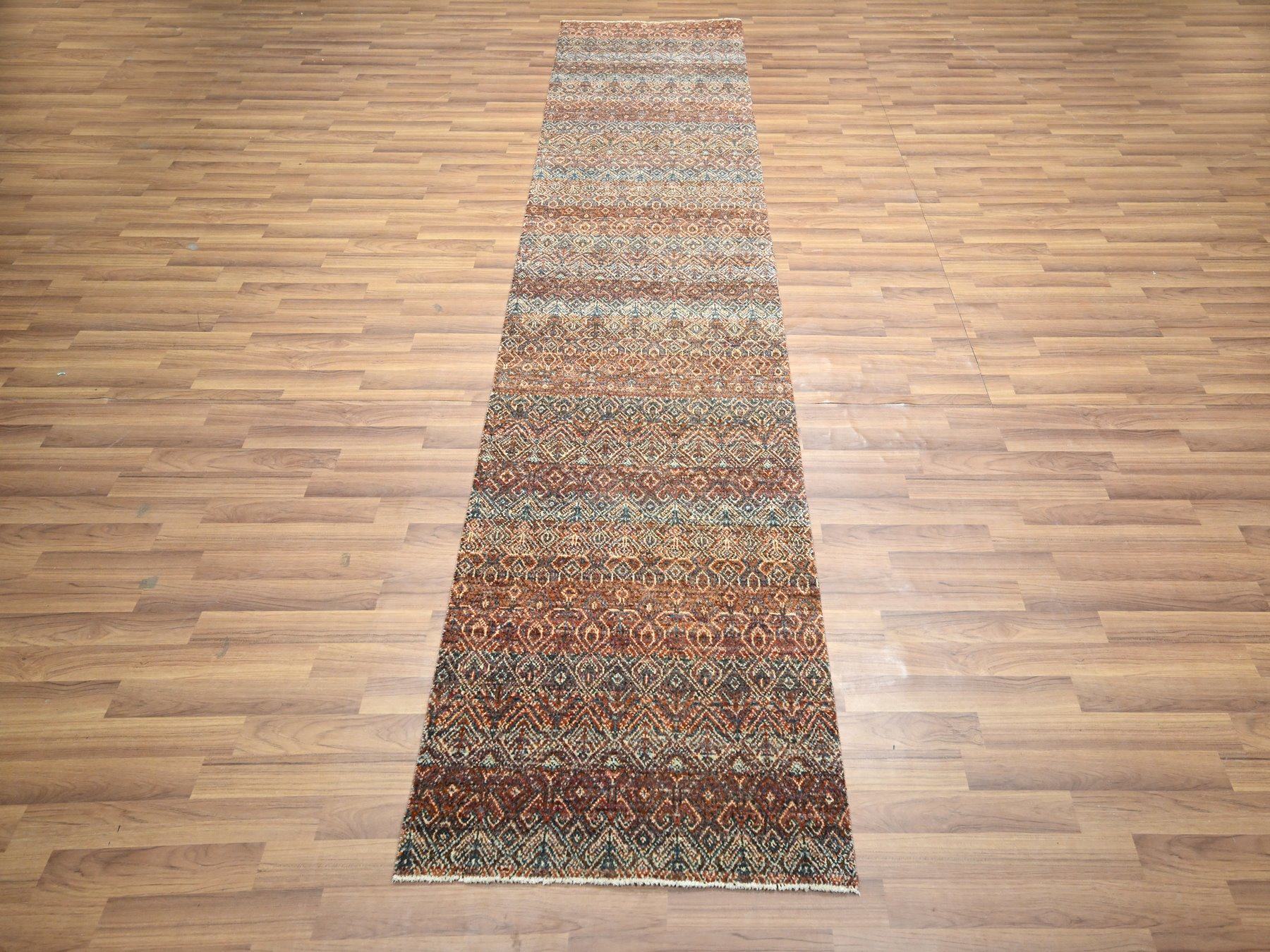 Modern / Contemporary hand-knotted wool runner in Red, 2'7" x 10' — SKU O076410 (view 2)