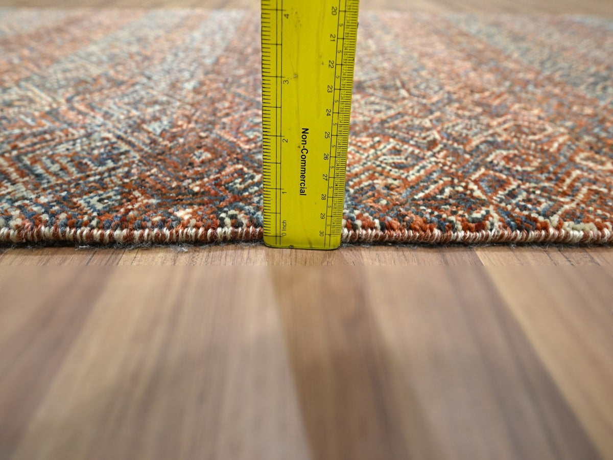 Modern / Contemporary hand-knotted wool runner in Red, 2'7" x 10' — SKU O076410 (view 6)