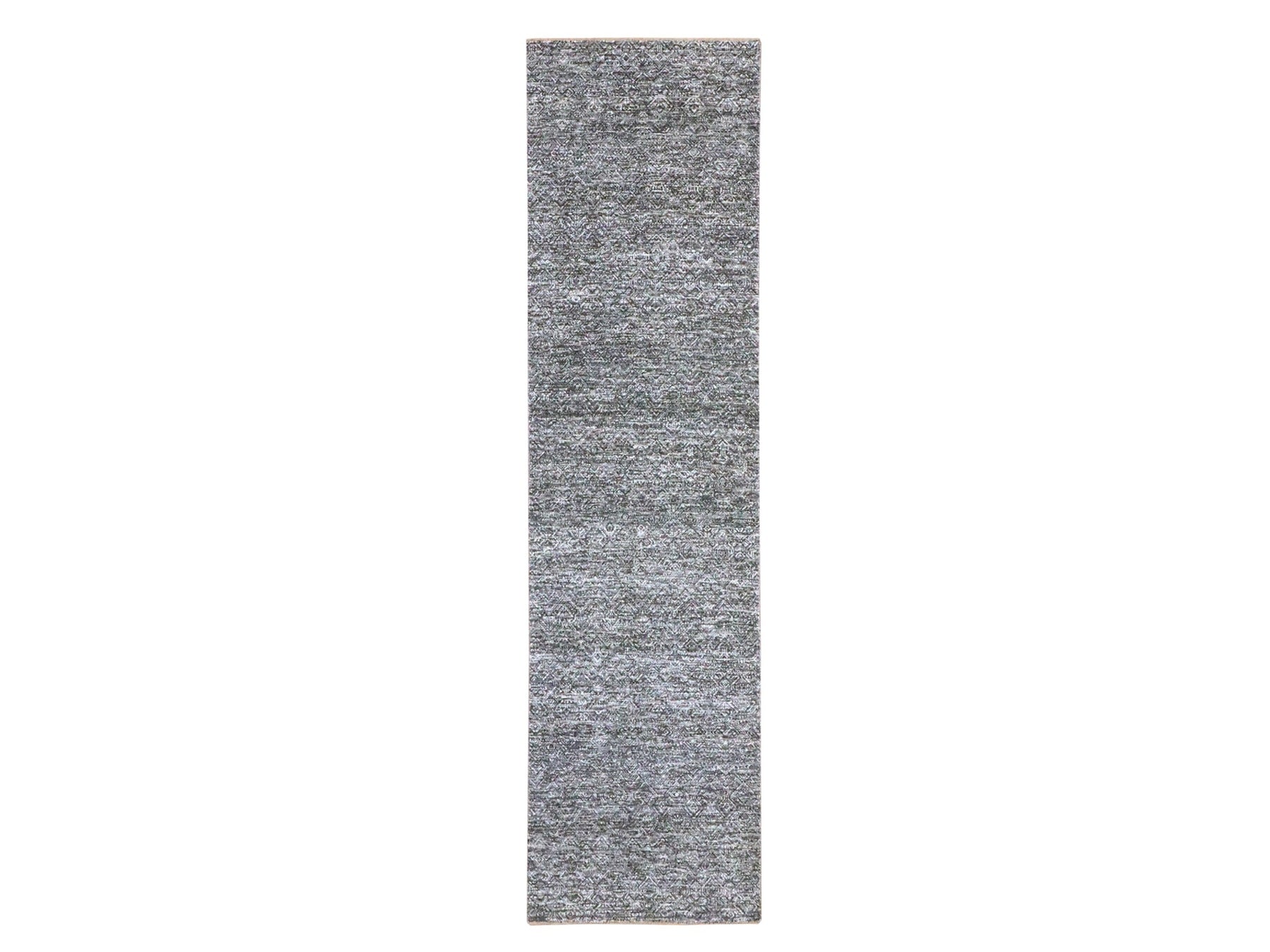 Grey 2'7" x 9'10" Modern and Contemporary Hand knotted Wool Rug - Sku: O076412