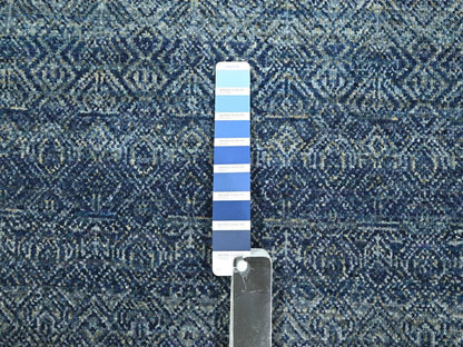 Modern / Contemporary hand-knotted wool runner in Blue, 2'7" x 10'2" — SKU O076413 (view 4)