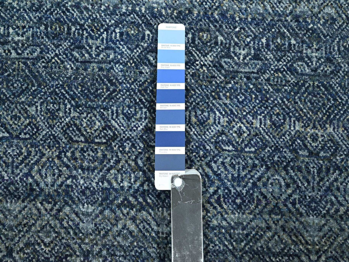 Modern / Contemporary hand-knotted wool runner in Blue, 2'7" x 10'2" — SKU O076415 (view 4)