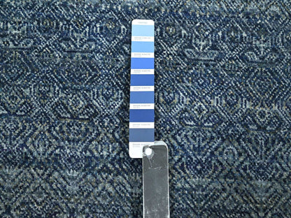 Modern / Contemporary hand-knotted wool runner in Blue, 2'7" x 10'2" — SKU O076415 (view 4)