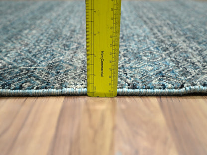 Blue 3'0" x 9'9" Modern and Contemporary Hand knotted Wool Rug - Sku: O076419