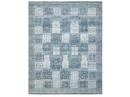 Blue 8'1" x 10'2" Modern and Contemporary Hand knotted Wool Rug - Sku: O076424