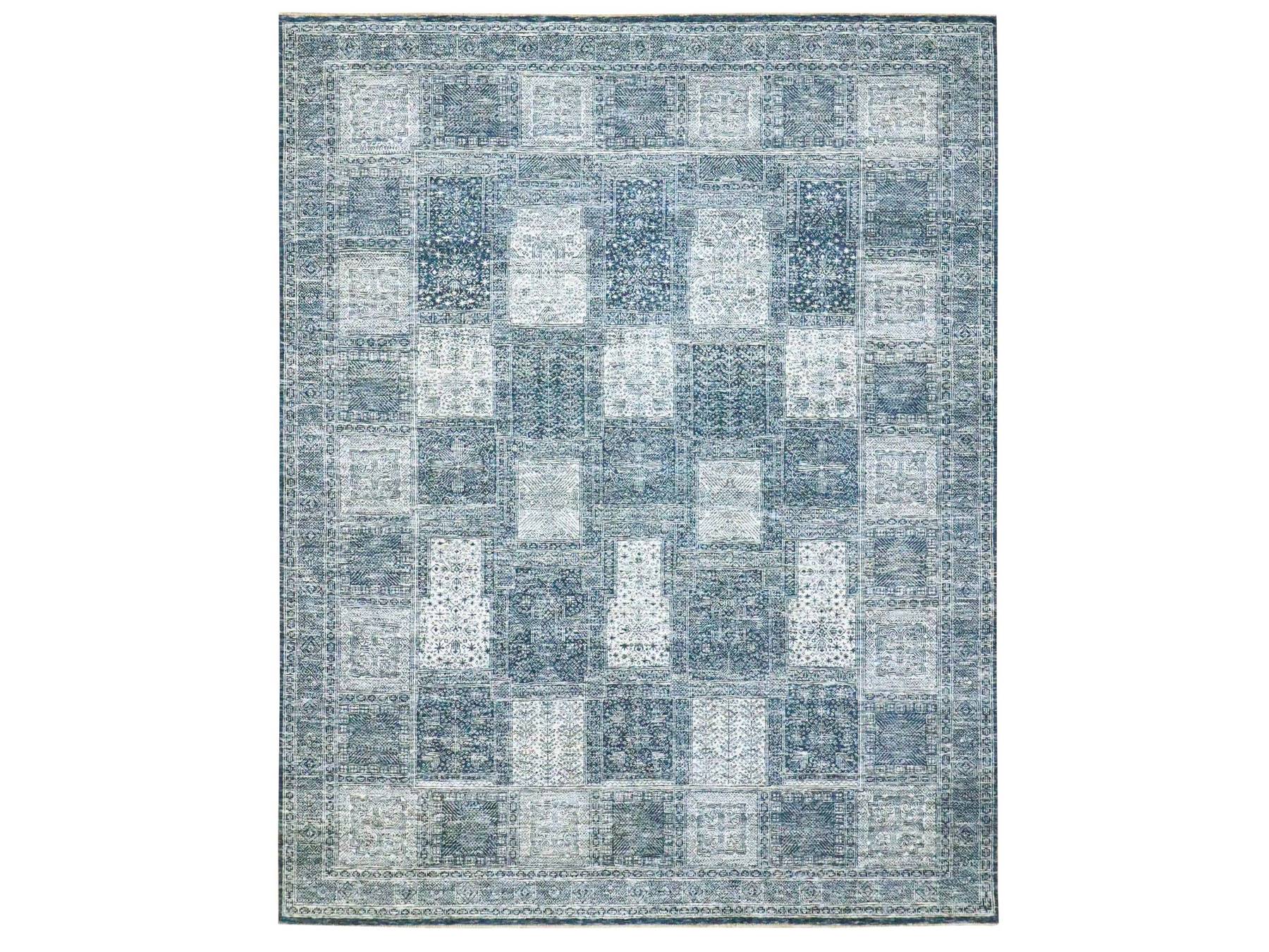 Blue 8'1" x 10'2" Modern and Contemporary Hand knotted Wool Rug - Sku: O076424