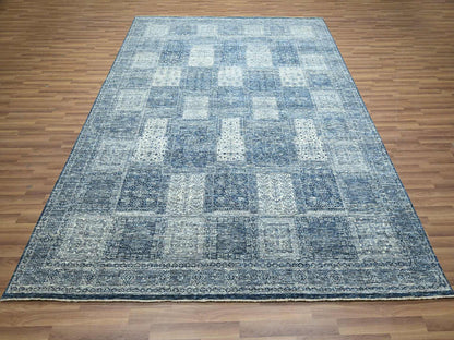Blue 8'1" x 10'2" Modern and Contemporary Hand knotted Wool Rug - Sku: O076424