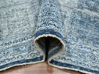Blue 8'1" x 10'2" Modern and Contemporary Hand knotted Wool Rug - Sku: O076424