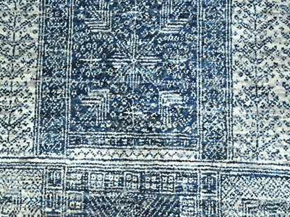 Blue 8'1" x 10'2" Modern and Contemporary Hand knotted Wool Rug - Sku: O076424